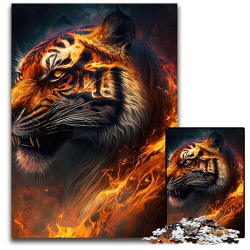 Tiger Fire 1000-teiliges Puzzle, anspruchsvolles Denkspiel, Familienaktivität, Heimdekoration, 50x75cm Tiger Fire 1000-teiliges Puzzle, anspruchsvolles Denkspiel, Familienaktivität, Heimdekoration, 50x75cm von LGSHENG