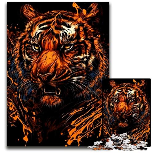 Tiger-Puzzle 1000 Teile für Erwachsene, Puzzle für Erwachsene, DIY-Heimdekor-Geschenk, Denksportspiel, 26x38cm von LGSHENG