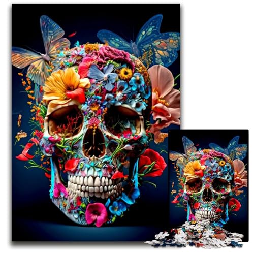 Totenkopf-Puzzle für Erwachsene, 1000 Teile, Holzpuzzle, Denksportspiel für Teenager, 26x38cm Totenkopf-Puzzle für Erwachsene, 1000 Teile, Holzpuzzle, Denksportspiel für Teenager, 26x38cm von LGSHENG