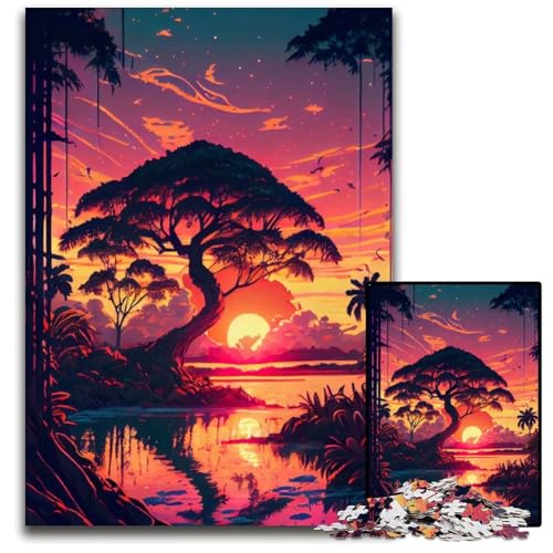 Tropischer Sonnenuntergang, 1000-teiliges Puzzle, Holzpuzzle für Erwachsene, anspruchsvolles Denkspiel – entspannendes Spielzeug für Teenager, 26x38cm Tropischer Sonnenuntergang, 1000-teiliges Puzzle, Holzpuzzle für Erwachsene, anspruchsvolles Denkspiel – entspannendes Spielzeug für Teenager, 26x38cm von LGSHENG