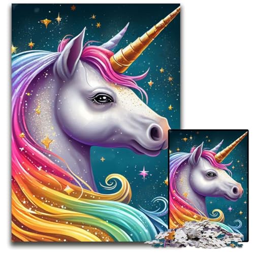 Unicorn Sweet 1000-teiliges Puzzle für Erwachsene, Holzpuzzle, anspruchsvolles DIY-Dekorationsspiel, interaktives Familienspielzeug, 50x75cm von LGSHENG