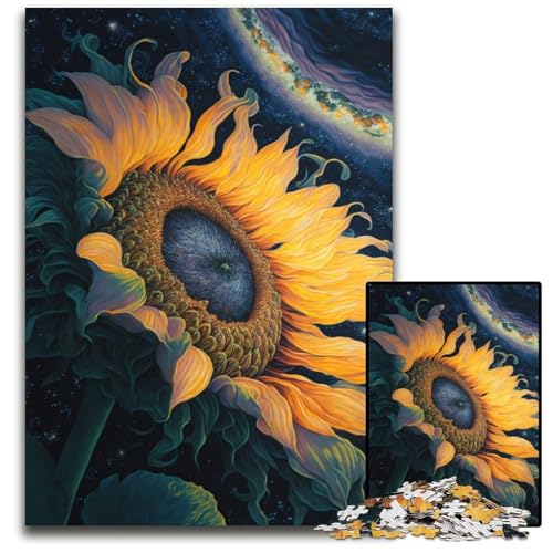 Universum-Sonnenblumen-Puzzle, 1000 Teile, Holzpuzzle für Erwachsene, anspruchsvolles Denkspiel – entspannendes Spielzeug für Teenager, 50x75cm von LGSHENG