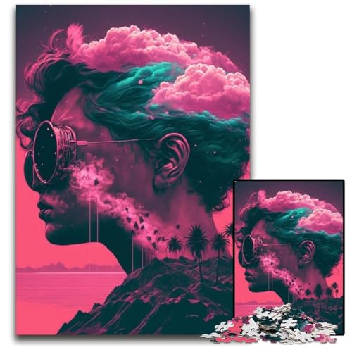 Vaporwave-Ästhetik-Puzzles für Erwachsene, 1000-teiliges Puzzle für Erwachsene, Familie und Freunde, geeignet für Kinder ab 14 Jahren, 26x38cm von LGSHENG