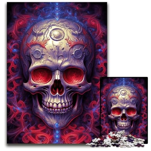 Violettes Totenkopf-Kunstwerk-Puzzle 1000 Teile für Erwachsene, anspruchsvolle Rätsel, Denksportaufgabe, Spiel für Erwachsene, interaktive Familienaktivität, 50x75cm von LGSHENG
