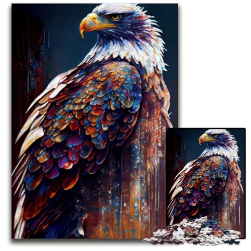 Weißkopfseeadler-Tuschemalerei, 1000-teiliges Puzzle, Geschenke, Unmögliches Puzzle für Erwachsene, Herausforderndes Denkspiel für Teenager, Familienspaß, interaktives Spiel, 26x38cm von LGSHENG