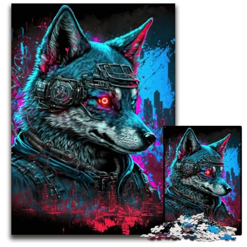 Wolf Neon 1000-teiliges Puzzle für Erwachsene, Holzpuzzle, anspruchsvolles Denkspiel für Teenager, Spaß für den Familienspielabend, 26x38cm Wolf Neon 1000-teiliges Puzzle für Erwachsene, Holzpuzzle, anspruchsvolles Denkspiel für Teenager, Spaß für den Familienspielabend, 26x38cm von LGSHENG