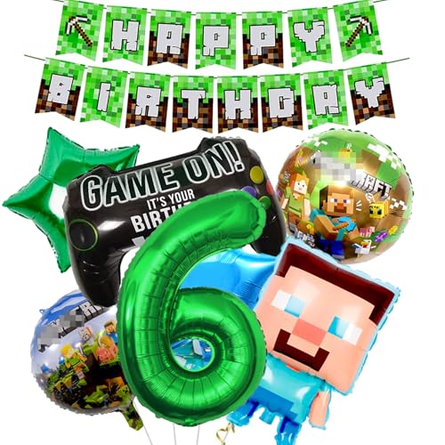 Dekorationen zum 6. Geburtstag, Happy Birthday Luftballons Banner Folienballons für Jungen Gaming Thema Party Supplies Dekoration Geburtstag Geburtstag Party Supplies Dekorationen zum 6. Geburtstag, Happy Birthday Luftballons Banner Folienballons für Jungen Gaming Thema Party Supplies Dekoration Geburtstag Geburtstag Party Supplies von LGUZAKO