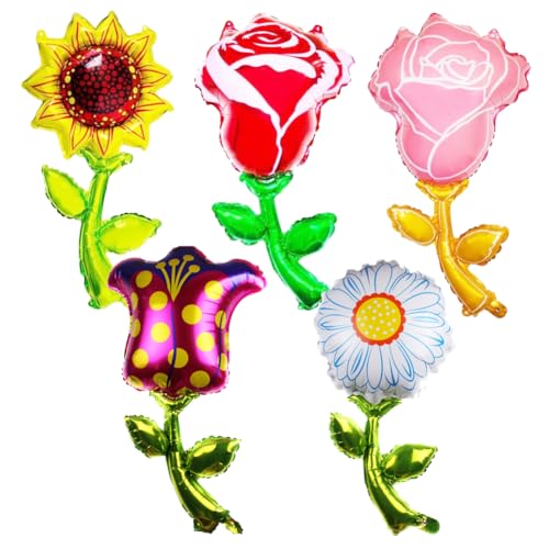 LGWJHCY 10Pcs Flower Shaped Aluminium-Ballon, Flower Foil Balloons, Foil Sunflower Red Rose Daisy, for Girls Birthday Party, Wedding Decor LGWJHCY 10Pcs Flower Shaped Aluminium-Ballon, Flower Foil Balloons, Foil Sunflower Red Rose Daisy, for Girls Birthday Party, Wedding Decor von LGWJHCY