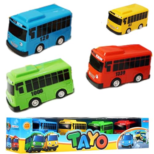 LGWJHCY 4PCS Bus Model, Big Pull Back Toy Cars, Creative Toy car for Boys and Girls, Party Decoration, Birthday Gift (7 cm) von LGWJHCY