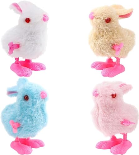 LGWJHCY 5 Stück Oster Aufziehspielzeug,3 Plüsch Aufzieh Huhn 2 Plüsch hase, Aufziehspielzeug Wind up Spielzeug Aufziehfigur Plüsch Kaninchen Hase Ostergeschenk für Kinder (Zufällige Farbe) von LGWJHCY