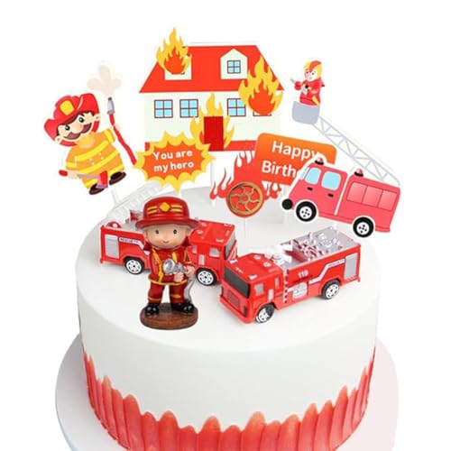LGWJHCY Feuerwehrmann Tortendeko, Feuerwehrauto Ornamente, Cake Topper Kindergeburtstag Torte Deko, Feuerwehrmann Dekorationen für Kinder Geburtstag Party Dekoration LGWJHCY Feuerwehrmann Tortendeko, Feuerwehrauto Ornamente, Cake Topper Kindergeburtstag Torte Deko, Feuerwehrmann Dekorationen für Kinder Geburtstag Party Dekoration von LGWJHCY