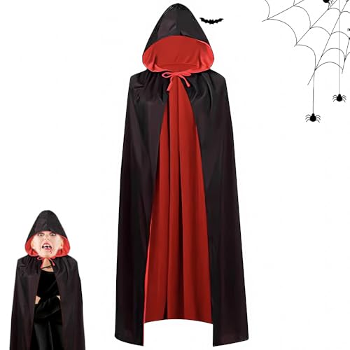 LGWJHCY Halloween Doppelseitig Vampir Cape, Schwarz Rot Doppelseitig Kapuzenumhang, Fasching Karneval Hexe Umhang, Vampirumhang Umhang für Kinder Cosplay Party Halloween Karneval LGWJHCY Halloween Doppelseitig Vampir Cape, Schwarz Rot Doppelseitig Kapuzenumhang, Fasching Karneval Hexe Umhang, Vampirumhang Umhang für Kinder Cosplay Party Halloween Karneval von LGWJHCY
