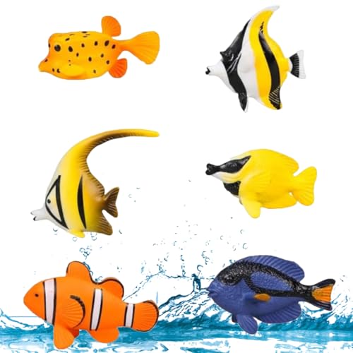 LGWJHCY Ocean Animals Spielzeug Figuren, Meer Tier Modell Spielzeug, Tropische Fische Ozean Tortendeko Unter dem Meer Partyzubehör für Geburtstag Dekoration, 6 Stück von LGWJHCY