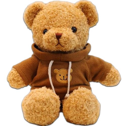 LGWJHCY Teddy Bear Plush Toy，30 cm Teddy Bear Soft Fur Teddy Bear with Hood Paw Print Plush Toy Cuddly Toy Gift (Grey) von LGWJHCY