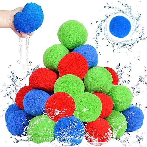 Baumwoll Wasserbomben, 30 Stück Nachhaltige Wasserbomben Wiederverwendbare, Magic Splash Ball Reusable Water Balloon， Wasserschlacht Pool Spielzeug Kinder, für Schwimmbad, Strand von LGZIN