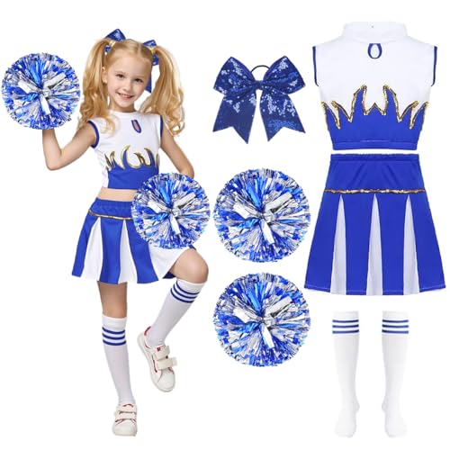 LGZIN Cheerleader Kostüm Kinder, Cheerleading Kleid, Cheer Uniformen, Crop Tops, Rock, Pompons, Socken und Haarzubehör, Cheerleadering Outfit Mädchen, Kinder Cheer Outfit für Karneval, Mottoparty-150 LGZIN Cheerleader Kostüm Kinder, Cheerleading Kleid, Cheer Uniformen, Crop Tops, Rock, Pompons, Socken und Haarzubehör, Cheerleadering Outfit Mädchen, Kinder Cheer Outfit für Karneval, Mottoparty-150 von LGZIN
