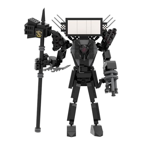 LHBM Skibid Toiletten Titan TV Man Bauspielzeug,Dunkler TV Man Building Blocks Toy,Funny Toilet Men Actionfigur Bausteine Set,Creative Spielzeug for Kids and Fans A von LHBM