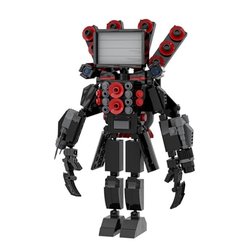 LHBM Skibid Toiletten Titan TV Man Bauspielzeug,Dunkler TV Man Building Blocks Toy,Funny Toilet Men Actionfigur Bausteine Set,Creative Spielzeug for Kids and Fans B von LHBM
