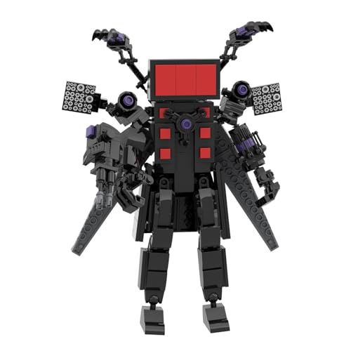 LHBM Skibid Toiletten Titan TV Man Bauspielzeug,Dunkler TV Man Building Blocks Toy,Funny Toilet Men Actionfigur Bausteine Set,Creative Spielzeug for Kids and Fans D von LHBM