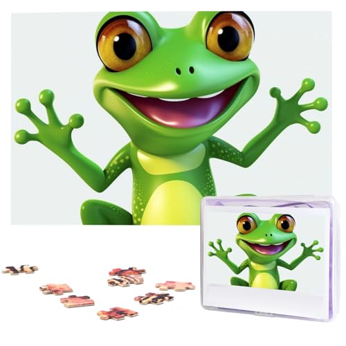 Grüner Frosch-Puzzles aus Fotos – 1000-teiliges Puzzle für Erwachsene, personalisierte Bilderpuzzle, großes Teil, herausforderndes Puzzle, Heimdekoration, Geburtstagsparty, Geschenk, 74,9 x 50 cm Grüner Frosch-Puzzles aus Fotos – 1000-teiliges Puzzle für Erwachsene, personalisierte Bilderpuzzle, großes Teil, herausforderndes Puzzle, Heimdekoration, Geburtstagsparty, Geschenk, 74,9 x 50 cm von LHBWCVN