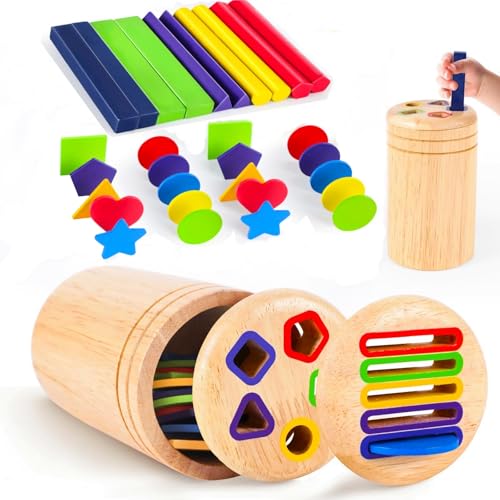 Montessori Spielzeug ab 1 Jahr, Holzspielzeug Kinder Farbe Sortierspiel Baby Spielzeug 1 Jahr Kinderspielzeug ab 1-3 Jahre Geschenk Mädchen Jungen 1 2 3 Jahre Lernspiele ab 1 2 Jahr Motorikspielzeug von LHBuno