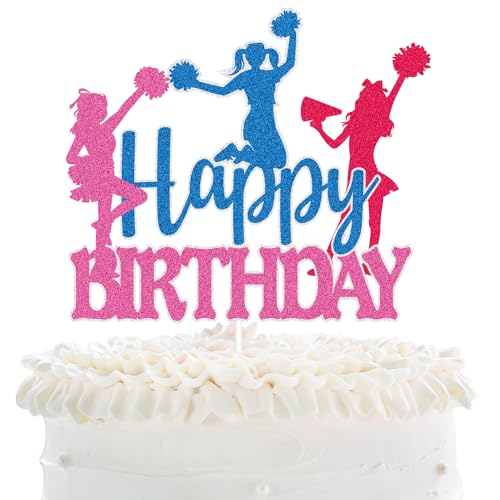 Cheerleader Happy Birthday Cake Topper – Cheerleading-Spiel Mädchen Cheer Dance Party Dekorationen – Gymnastik Geburtstag Party Supplies von LHCING