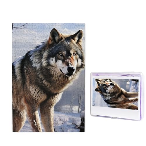Puzzle für Erwachsene, personalisiertes Holzpuzzle, 1000 Teile, Fotopuzzle, Bild, Puzzle, ein Wolf, der im Schnee steht, individuelle Puzzles, Hochzeitspuzzles für Geburtstag, Weihnachten Puzzle für Erwachsene, personalisiertes Holzpuzzle, 1000 Teile, Fotopuzzle, Bild, Puzzle, ein Wolf, der im Schnee steht, individuelle Puzzles, Hochzeitspuzzles für Geburtstag, Weihnachten von LHCVSFGW