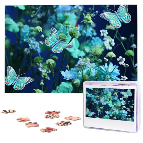 Puzzle für Erwachsene, personalisiertes Holzpuzzle, 1000 Teile, Fotopuzzle, Bild, Puzzle, grüner Schmetterling und blaue Blumen, benutzerdefinierte Puzzles, Hochzeitspuzzles für Geburtstag Puzzle für Erwachsene, personalisiertes Holzpuzzle, 1000 Teile, Fotopuzzle, Bild, Puzzle, grüner Schmetterling und blaue Blumen, benutzerdefinierte Puzzles, Hochzeitspuzzles für Geburtstag von LHCVSFGW