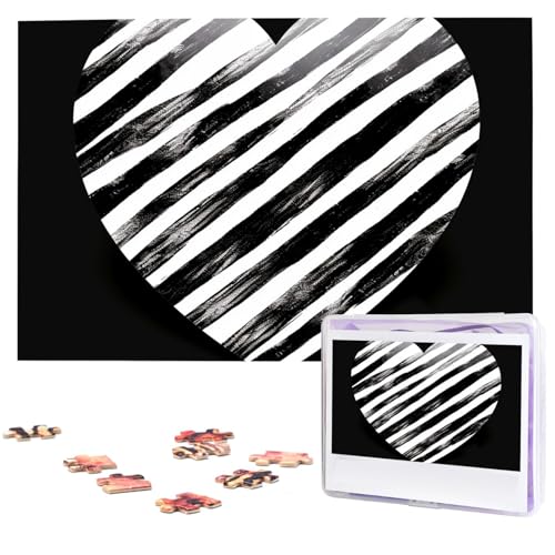 Puzzle für Erwachsene, personalisiertes Holzpuzzle, 1000 Teile, Fotopuzzle, Bild, Puzzle, schwarz-weiß, gestreiftes Herz, benutzerdefinierte Puzzles, Hochzeitspuzzles für Geburtstag, Weihnachten Puzzle für Erwachsene, personalisiertes Holzpuzzle, 1000 Teile, Fotopuzzle, Bild, Puzzle, schwarz-weiß, gestreiftes Herz, benutzerdefinierte Puzzles, Hochzeitspuzzles für Geburtstag, Weihnachten von LHCVSFGW