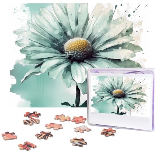 Puzzle für Erwachsene, personalisiertes Holzpuzzle, 500 Teile, Fotopuzzle, Bild-Puzzle, mintgrün, Aquarell, Gänseblümchen, individuelle Puzzle, Hochzeitspuzzles für Geburtstag, Weihnachten Puzzle für Erwachsene, personalisiertes Holzpuzzle, 500 Teile, Fotopuzzle, Bild-Puzzle, mintgrün, Aquarell, Gänseblümchen, individuelle Puzzle, Hochzeitspuzzles für Geburtstag, Weihnachten von LHCVSFGW
