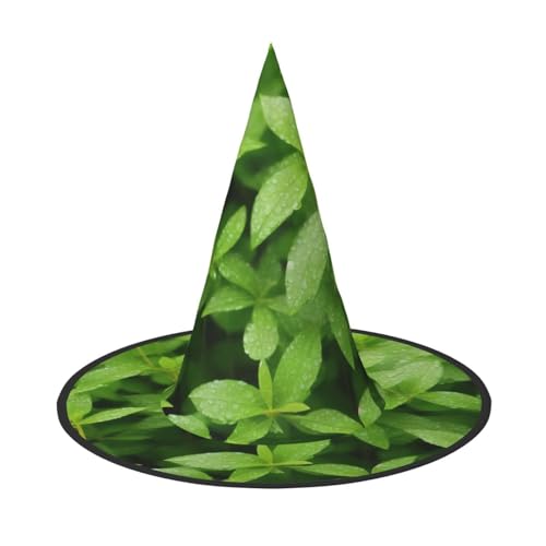 (Blatt mit Regen) Hexenhut für Erwachsene, faltbar, spitzer Hut, Halloween-Kostüm, Zubehör für Frauen, Cosplay, Partys, Urlaubsdekoration von LHFIOHIRG