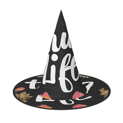 (Thug Life Flowers) Hexenhut für Erwachsene, faltbar, spitzer Hut, Halloween-Kostüm, Zubehör für Frauen, Cosplay, Partys, Feiertagsdekoration von LHFIOHIRG