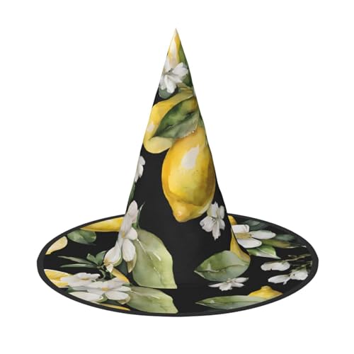 (Zitrone und Blume) Hexenhut für Erwachsene, faltbar, spitzer Hut, Halloween-Kostüm, Zubehör für Frauen, Cosplay, Partys, Feiertagsdekoration von LHFIOHIRG