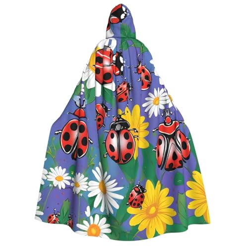 Farbenfroher Marienkäfer-Umhang mit Kapuze für Erwachsene, Herren, Damen, Halloween, Cosplay, Kostüm, Bademantel mit Kapuze von LHFIOHIRG