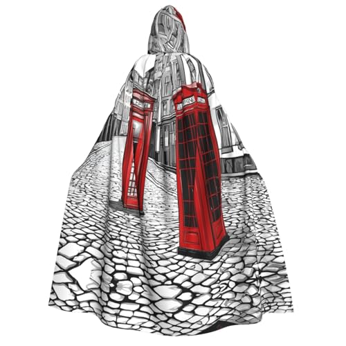 Kapuzenumhang mit Kapuze (London Red Telephone Booth) für Erwachsene, Herren, Damen, Halloween, Cosplay, Kostüm, Robe mit Kapuze von LHFIOHIRG
