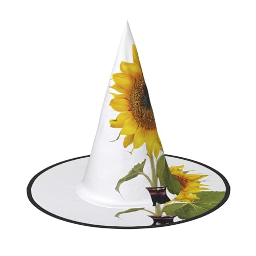 LHFIOHIRG (Blühende Sonnenblume) Hexenhut für Erwachsene, faltbar, spitzer Hut, Halloween-Kostüm, Zubehör für Frauen, Cosplay, Partys, Urlaubsdekoration von LHFIOHIRG