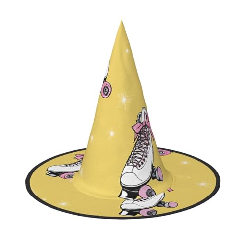 LHFIOHIRG (Bunte Rollschuhe) Hexenhut für Erwachsene, faltbar, spitzer Hut, Halloween-Kostüm, Zubehör für Damen, Cosplay, Partys, Urlaubsdekoration von LHFIOHIRG