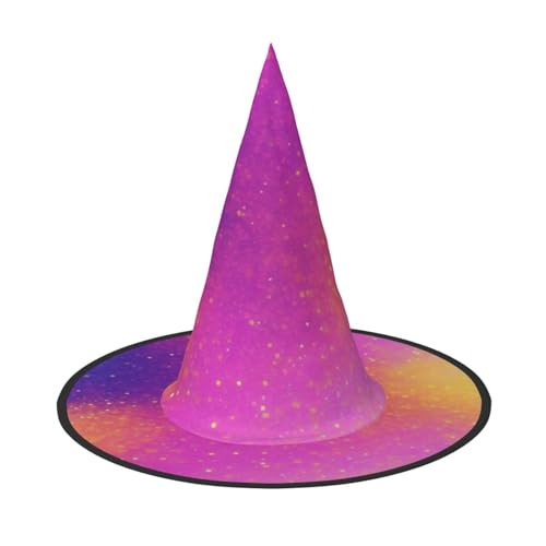 LHFIOHIRG (Buntes Sternenlicht) Hexenhut für Erwachsene, faltbar, spitzer Hut, Halloween-Kostüm, Zubehör für Damen, Cosplay, Partys, Urlaubsdekoration von LHFIOHIRG