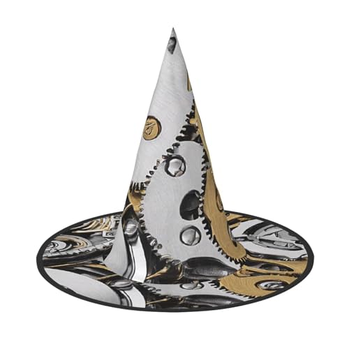 LHFIOHIRG (Coole Steampunk-Zahnräder) Hexenhut für Erwachsene, faltbar, spitzer Hut, Halloween-Kostüm, Zubehör für Frauen, Cosplay, Partys, Urlaubsdekoration von LHFIOHIRG