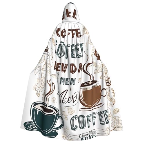 LHFIOHIRG (Delicious Coffee) Kapuzenumhang in voller Länge für Erwachsene, Herren, Damen, Halloween, Cosplay, Kostüm, Robe mit Kapuze von LHFIOHIRG