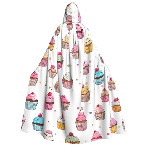 LHFIOHIRG (Delicious Cupcakes) Umhang mit Kapuze in voller Länge für Erwachsene, Herren, Damen, Halloween, Cosplay, Kostüm, Robe mit Kapuze von LHFIOHIRG