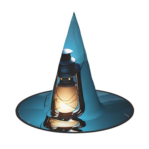 LHFIOHIRG (Fireflies and Lantern) Adult Witch Hat Foldable Pointed Hat Halloween Costume Accessory for Women Cosplay Parties Holiday Decoration von LHFIOHIRG