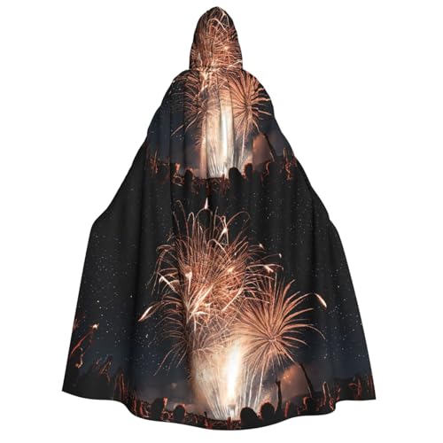 LHFIOHIRG (Fireworks) Umhang mit Kapuze in voller Länge für Erwachsene, Herren, Damen, Halloween, Cosplay, Kostüm, Robe mit Kapuze von LHFIOHIRG