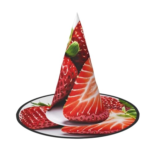 LHFIOHIRG (Frische Erdbeere) Hexenhut für Erwachsene, faltbar, spitzer Hut, Halloween-Kostüm, Zubehör für Frauen, Cosplay, Partys, Urlaubsdekoration von LHFIOHIRG