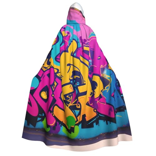 LHFIOHIRG (Graffiti-Wand) Umhang mit Kapuze in voller Länge für Erwachsene, Herren, Damen, Halloween, Cosplay, Kostüm, Robe mit Kapuze von LHFIOHIRG