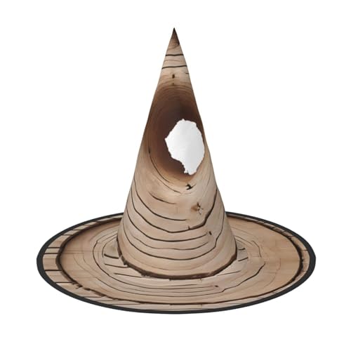 LHFIOHIRG (Holzmaserung) Hexenhut für Erwachsene, faltbar, spitzer Hut, Halloween-Kostüm, Zubehör für Frauen, Cosplay, Partys, Urlaubsdekoration von LHFIOHIRG