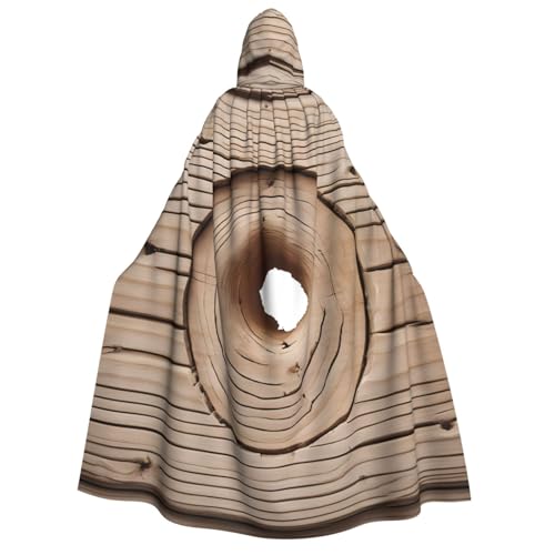 LHFIOHIRG (Holzmaserung) Umhang mit Kapuze in voller Länge für Erwachsene, Herren, Damen, Halloween, Cosplay, Kostüm, Robe mit Kapuze von LHFIOHIRG