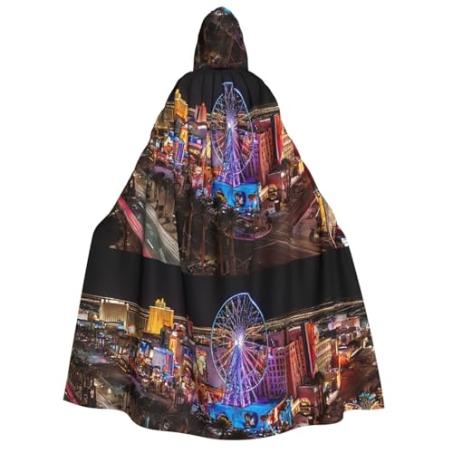 LHFIOHIRG (Las Vegas Nachtansicht) Umhang mit Kapuze in voller Länge für Erwachsene, Herren, Damen, Halloween, Cosplay, Kostüm, Robe mit Kapuze von LHFIOHIRG