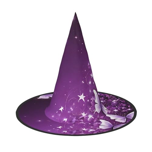 LHFIOHIRG (Lovely Purple Butterfly) Hexenhut für Erwachsene, faltbar, spitzer Hut, Halloween-Kostüm, Zubehör für Frauen, Cosplay, Partys, Urlaubsdekoration von LHFIOHIRG