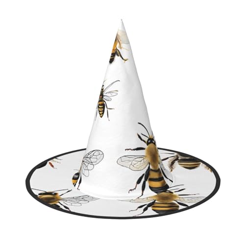 LHFIOHIRG (Lustige Bienen) Hexenhut für Erwachsene, faltbar, spitzer Hut, Halloween-Kostüm, Zubehör für Frauen, Cosplay, Partys, Feiertagsdekoration von LHFIOHIRG